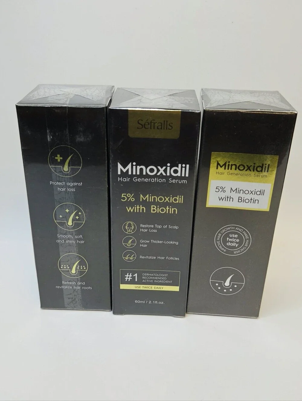 3pk Séfralls Minoxidil Hair Growth Regeneration Serum 5% w/ Biotin 2.1 fl oz